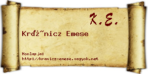 Kránicz Emese névjegykártya